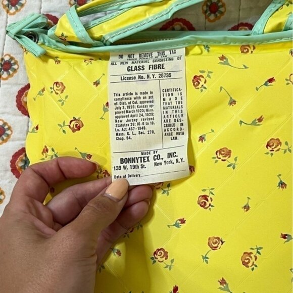 NIB Vintage 1955 Baby Diaper Bag Change Sheet & Pillow Yellow Floral RARE - Picture 4 of 6